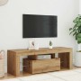 Mueble de TV luces LED madera roble artisan 120x36,5x40 cm en Muebles TV | Comprar online en Foru.es