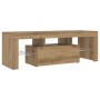 Mueble de TV luces LED madera roble artisan 120x36,5x40 cm en Muebles TV | Comprar online en Foru.es