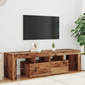 Mueble TV luces LED madera ingeniería envejecida 140x36,5x40 cm en Muebles TV | Comprar online en Foru.es