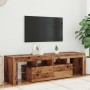 Mueble TV luces LED madera ingeniería envejecida 140x36,5x40 cm en Muebles TV | Comprar online en Foru.es