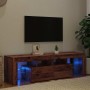 Mueble TV luces LED madera ingeniería envejecida 140x36,5x40 cm en Muebles TV | Comprar online en Foru.es