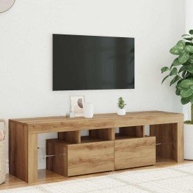 Mueble de TV luces LED madera roble artisan 140x36,5x40 cm en Muebles TV | Comprar online en Foru.es