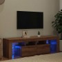 Mueble de TV luces LED madera roble artisan 140x36,5x40 cm en Muebles TV | Comprar online en Foru.es