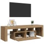 Mueble de TV luces LED madera roble artisan 140x36,5x40 cm en Muebles TV | Comprar online en Foru.es