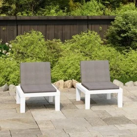 Sillones de jardín con cojines 2 unidades plástico blanco de vidaXL, Sillas de jardín - Ref: Foro24-3059823, Precio: 136,32 €...