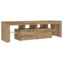 Mueble de TV luces LED madera roble artisan 140x36,5x40 cm en Muebles TV | Comprar online en Foru.es