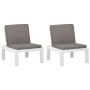 Sillones de jardín con cojines 2 unidades plástico blanco de vidaXL, Sillas de jardín - Ref: Foro24-3059823, Precio: 144,43 €...