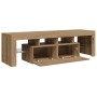 Mueble de TV luces LED madera roble artisan 140x36,5x40 cm en Muebles TV | Comprar online en Foru.es