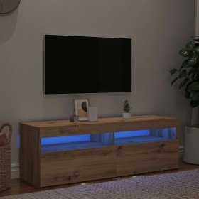 Mueble de TV luces LED madera roble artisan 120x35x40 cm en Muebles TV | Comprar online en Foru.es