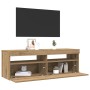 Mueble de TV luces LED madera roble artisan 120x35x40 cm en Muebles TV | Comprar online en Foru.es