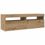 Mueble de TV luces LED madera roble artisan 120x35x40 cm en Muebles TV | Comprar online en Foru.es