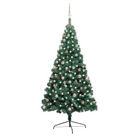 Medio árbol de Navidad con luces y bolas verde 210 cm en Decoración Festiva y Estacional | Comprar online en Foru.es