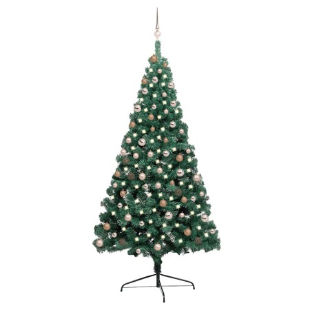 Medio árbol de Navidad con luces y bolas verde 210 cm en Decoración Festiva y Estacional | Comprar online en Foru.es