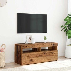 Mueble TV luces LED madera ingeniería envejecida 90x35x40 cm en Muebles TV | Comprar online en Foru.es