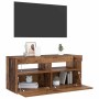Mueble TV luces LED madera ingeniería envejecida 90x35x40 cm en Muebles TV | Comprar online en Foru.es