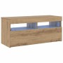 Mueble de TV luces LED madera roble artisan 90x35x40 cm en Muebles TV | Comprar online en Foru.es