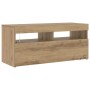 Mueble de TV luces LED madera roble artisan 90x35x40 cm en Muebles TV | Comprar online en Foru.es