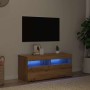 Mueble de TV luces LED madera roble artisan 90x35x40 cm en Muebles TV | Comprar online en Foru.es