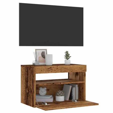 Mueble TV luces LED madera ingeniería envejecida 60x35x40 cm en Muebles TV | Comprar online en Foru.es