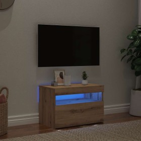 Mueble de TV luces LED madera roble artisan 60x35x40 cm en Muebles TV | Comprar online en Foru.es