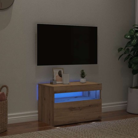 Mueble de TV luces LED madera roble artisan 60x35x40 cm en Muebles TV | Comprar online en Foru.es