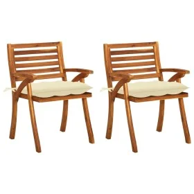 Sillas de comedor jardín con cojines 2 uds madera maciza acacia de vidaXL, Sillas de jardín - Ref: Foro24-3060831, Precio: 20...