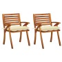 Sillas de comedor jardín con cojines 2 uds madera maciza acacia de vidaXL, Sillas de jardín - Ref: Foro24-3060831, Precio: 27...
