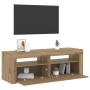 Mueble de TV luces LED madera roble artisan 120x35x40 cm en Muebles TV | Comprar online en Foru.es