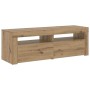 Mueble de TV luces LED madera roble artisan 120x35x40 cm en Muebles TV | Comprar online en Foru.es