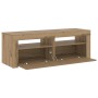 Mueble de TV luces LED madera roble artisan 120x35x40 cm en Muebles TV | Comprar online en Foru.es