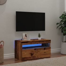 Mueble TV luces LED madera ingeniería envejecida 75x35x40 cm en Muebles TV | Comprar online en Foru.es