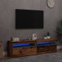 Muebles de TV con luces LED 2 uds madera ingeniería envejecida en Muebles TV | Comprar online en Foru.es