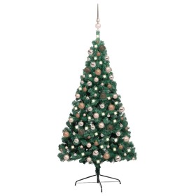 Medio árbol de Navidad con luces y bolas verde 240 cm en Decoración Festiva y Estacional | Comprar online en Foru.es