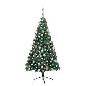 Medio árbol de Navidad con luces y bolas verde 240 cm en Decoración Festiva y Estacional | Comprar online en Foru.es