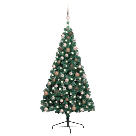 Medio árbol de Navidad con luces y bolas verde 240 cm en Decoración Festiva y Estacional | Comprar online en Foru.es