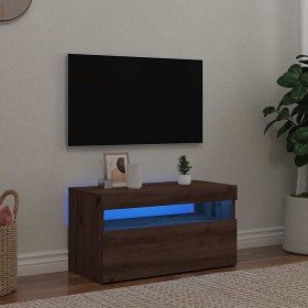Mueble de TV luces LED madera roble artisan 75x35x40 cm en Muebles TV | Comprar online en Foru.es