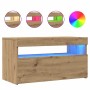 Muebles TV con luces LED 2 uds madera ingeniería roble artisan en Muebles TV | Comprar online en Foru.es