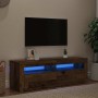 Mueble TV luces LED madera ingeniería envejecida 120x35x40 cm en Muebles TV | Comprar online en Foru.es