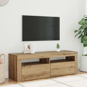 Mueble de TV luces LED madera roble artisan 120x35x40 cm en Muebles TV | Comprar online en Foru.es