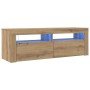 Mueble de TV luces LED madera roble artisan 120x35x40 cm en Muebles TV | Comprar online en Foru.es