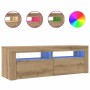 Mueble de TV luces LED madera roble artisan 120x35x40 cm en Muebles TV | Comprar online en Foru.es