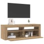 Mueble de TV luces LED madera roble artisan 120x35x40 cm en Muebles TV | Comprar online en Foru.es