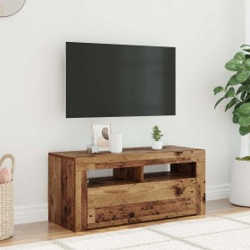 Mueble TV luces LED madera ingeniería envejecida 90x35x40 cm en Muebles TV | Comprar online en Foru.es