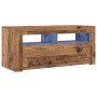 Mueble TV luces LED madera ingeniería envejecida 90x35x40 cm en Muebles TV | Comprar online en Foru.es