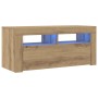 Mueble de TV luces LED madera roble artisan 90x35x40 cm en Muebles TV | Comprar online en Foru.es
