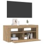 Mueble de TV luces LED madera roble artisan 90x35x40 cm en Muebles TV | Comprar online en Foru.es
