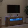 Mueble de TV luces LED madera roble artisan 90x35x40 cm en Muebles TV | Comprar online en Foru.es