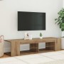 Mueble de TV luces LED madera roble artisan 135x39x30 cm en Muebles TV | Comprar online en Foru.es