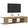Mueble de TV luces LED madera roble artisan 135x39x30 cm en Muebles TV | Comprar online en Foru.es