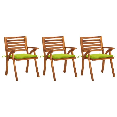 Sillas de comedor jardín con cojines 3 uds madera maciza acacia de vidaXL, Sillas de jardín - Ref: Foro24-3060814, Precio: 25...